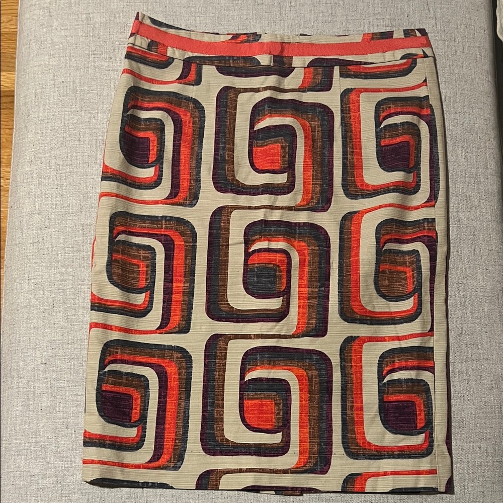 Boden Red and Black Geometric Pencil Skirt